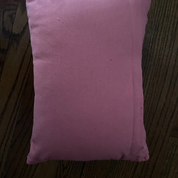 Beaded Throw Pillow. Coral Pink and Green Indian Decor. 10" by 14" Like New - Picture 7 of 9